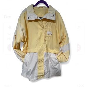 Vintage IZZI Butter Yellow/Cream Windbreaker Jacket Gingham Detail Snap Front